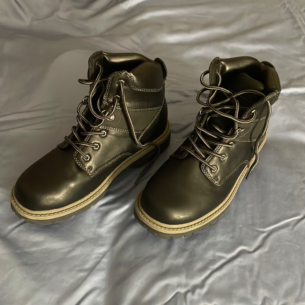 Black leather boots